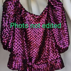 EUC💜Vintage💜PARTIQUE of NY Fuchsia Sequin Top